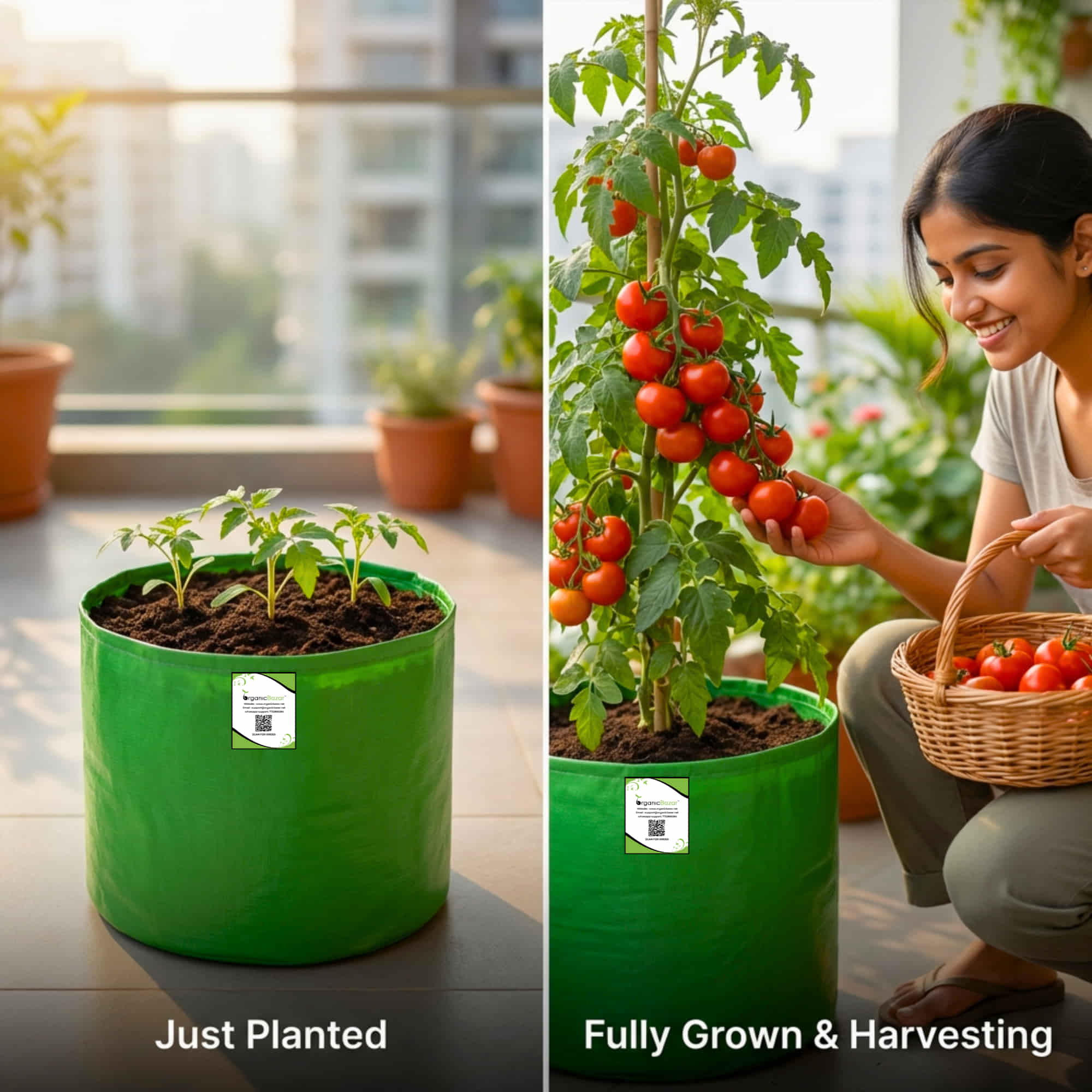 OrganicBazar 12×12 HDPE Round Grow Bag – Premium Quality, Heavy-Duty, UV-Stabilized (260 GSM) Green Plant Bags - Image 4