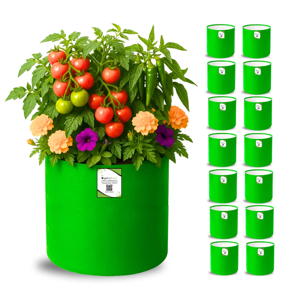 OrganicBazar 12×12 HDPE Round Grow Bag – Premium Quality, Heavy-Duty, UV-Stabilized (260 GSM) Green Plant Bags - Image 7