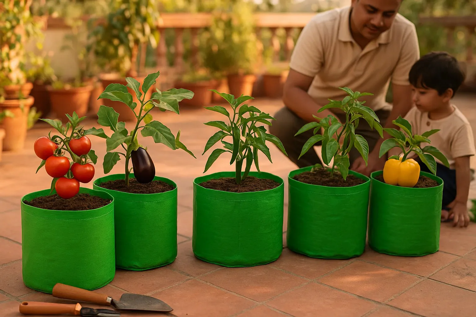 OrganicBazar 15x15 Grow Bag for Vegetable Gardening, Premium HDPE 260 GSM, Green Plant Bags for Terrace Garden - Image 11