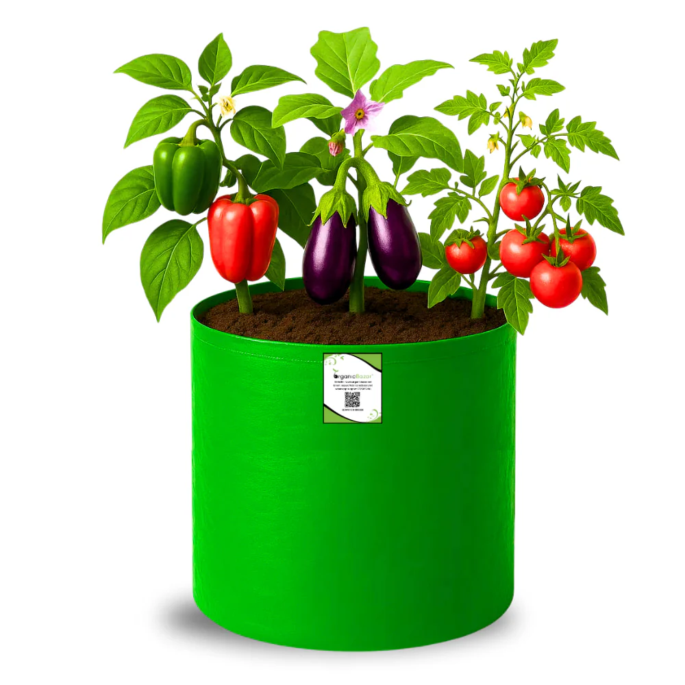 OrganicBazar 15x15 Grow Bag for Vegetable Gardening, Premium HDPE 260 GSM, Green Plant Bags for Terrace Garden - Image 8