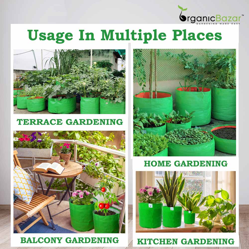 OrganicBazar 18x15 Grow Bag for Vegetable Garden, Premium HDPE 260 GSM, Green Plant Bags for Terrace Garden - Image 7