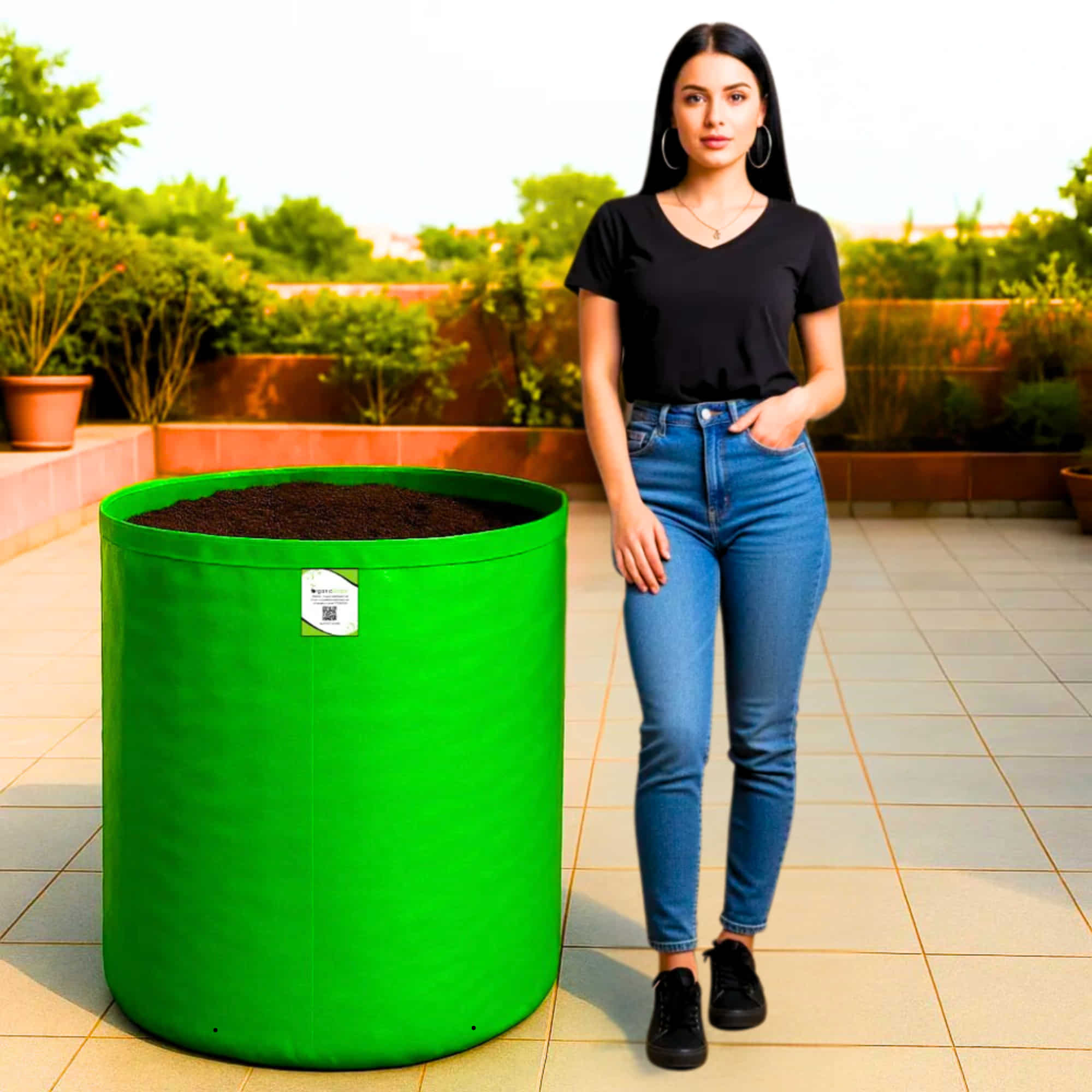 OrganicBazar 24X36 Very Large Grow Bag for Fruit Tree, Premium HDPE 260 GSM Green Big Planter for Terrace Garden - Image 4