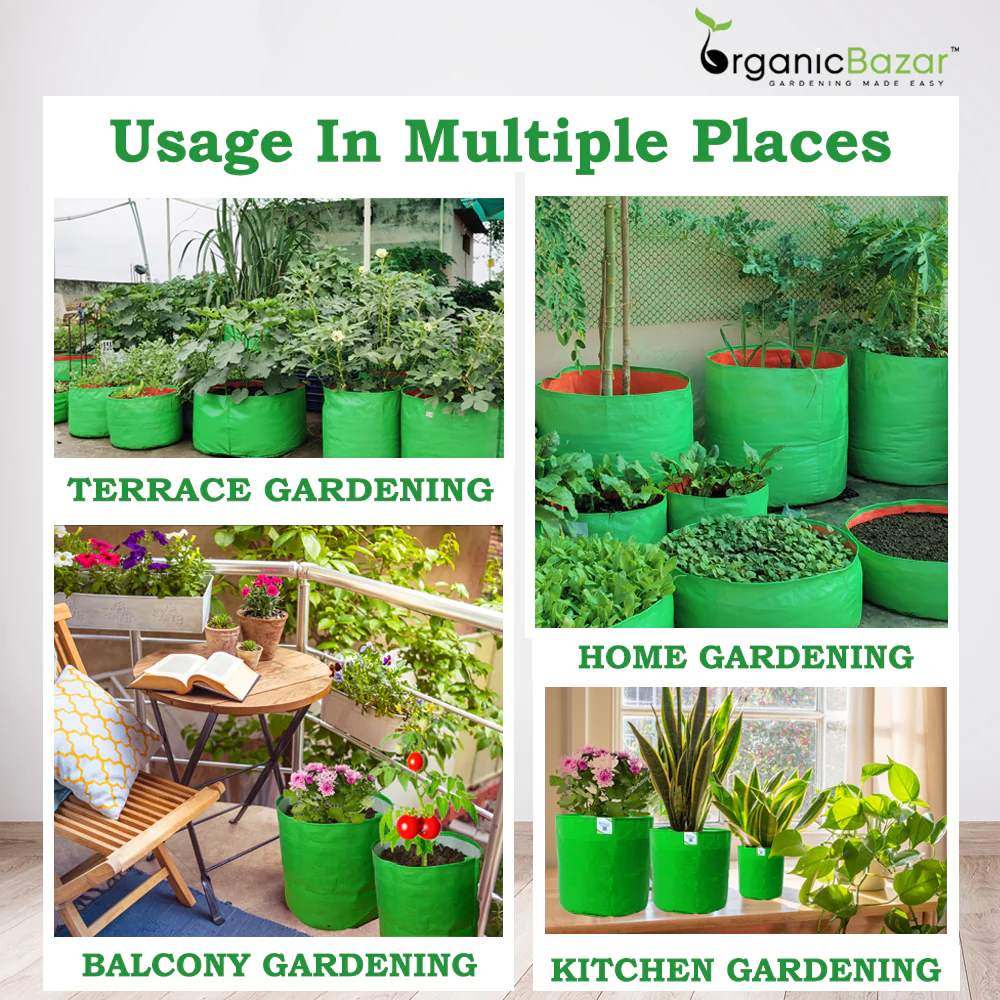 OrganicBazar 24x6 Grow Bag for Leafy Vegetables, Premium HDPE 260 GSM, Green Plant Bags for Terrace Garden - Image 9