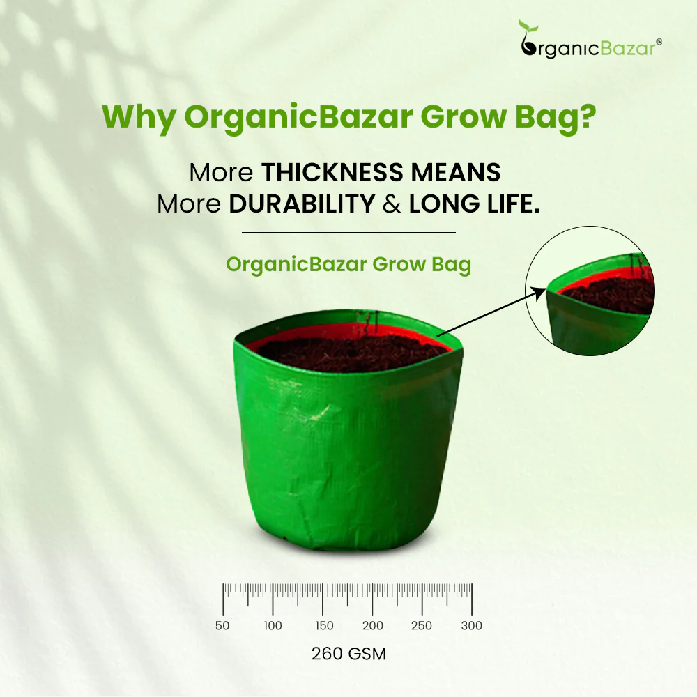 OrganicBazar 9x9 Small Grow Bag for Terrace Garden, Premium HDPE 260 GSM, Green Plant Bags - Image 13