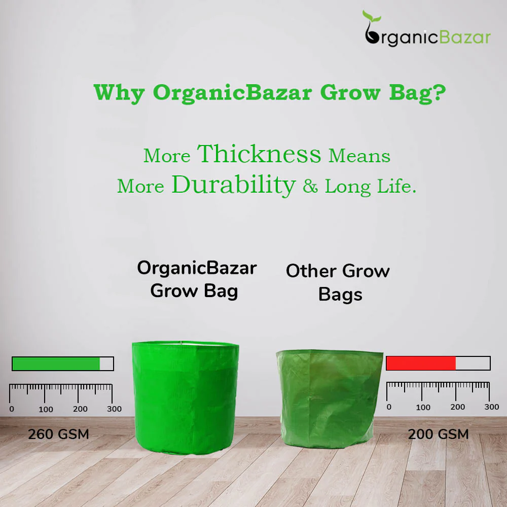 OrganicBazar 9x9 Small Grow Bag for Terrace Garden, Premium HDPE 260 GSM, Green Plant Bags - Image 16