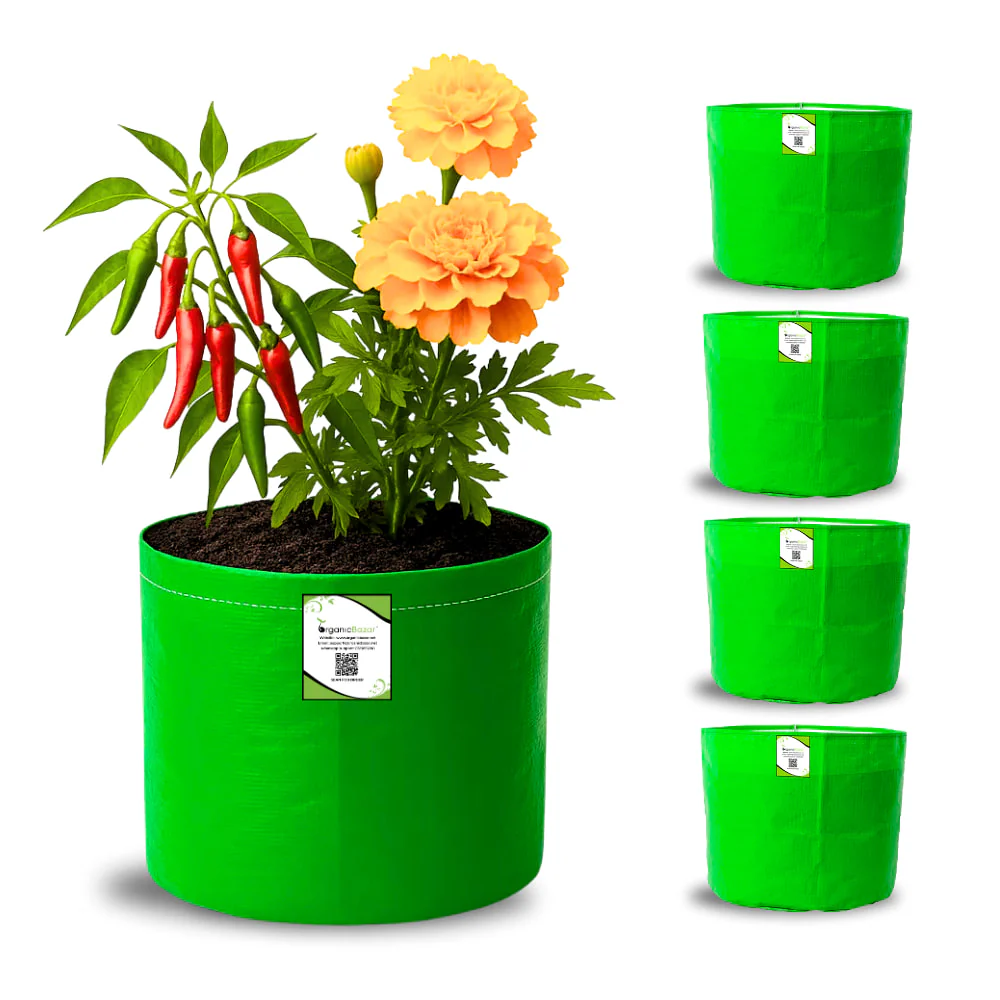 OrganicBazar 9x9 Small Grow Bag for Terrace Garden, Premium HDPE 260 GSM, Green Plant Bags - Image 7