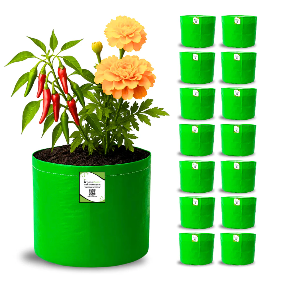 OrganicBazar 9x9 Small Grow Bag for Terrace Garden, Premium HDPE 260 GSM, Green Plant Bags - Image 8