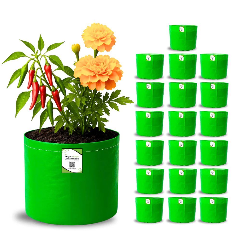 OrganicBazar 9x9 Small Grow Bag for Terrace Garden, Premium HDPE 260 GSM, Green Plant Bags - Image 9