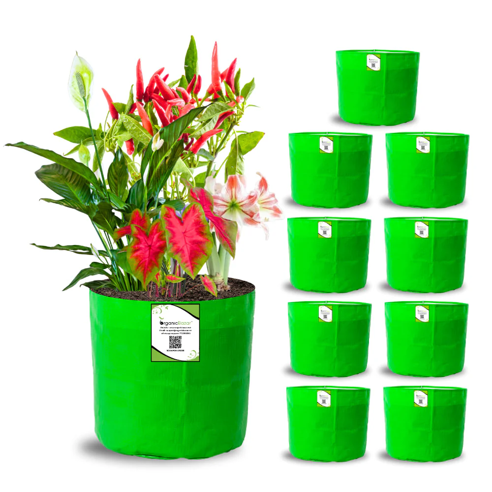 OrganicBazar 8x8 Grow Bags for Terrace Garden, Premium HDPE 260 GSM, Green Plant Bags - Image 3