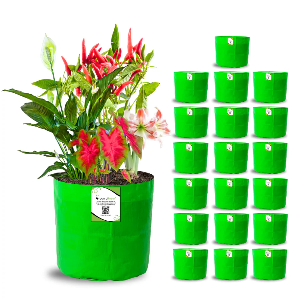 OrganicBazar 8x8 Grow Bags for Terrace Garden, Premium HDPE 260 GSM, Green Plant Bags - Image 4